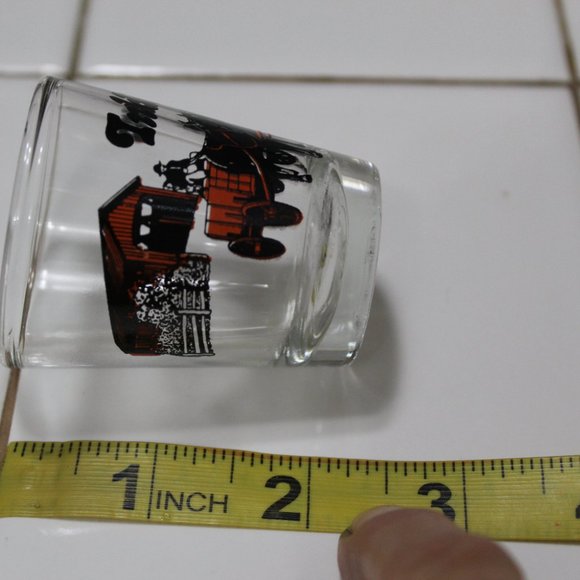 Vintage Indiana Souvenir Shot Glass Covered Bridge Amish 2 Horse Team - Picture 7 of 8